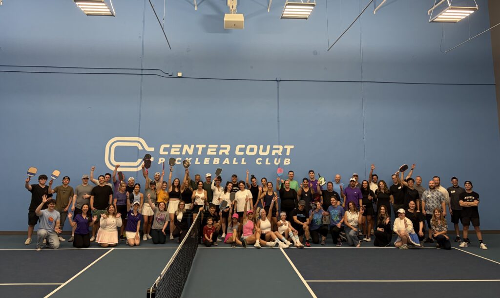 Rally for Autism group photo on Center Court Scottsdale's pickleball court.