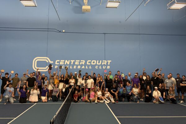 Rally for Autism group photo on Center Court Scottsdale's pickleball court.