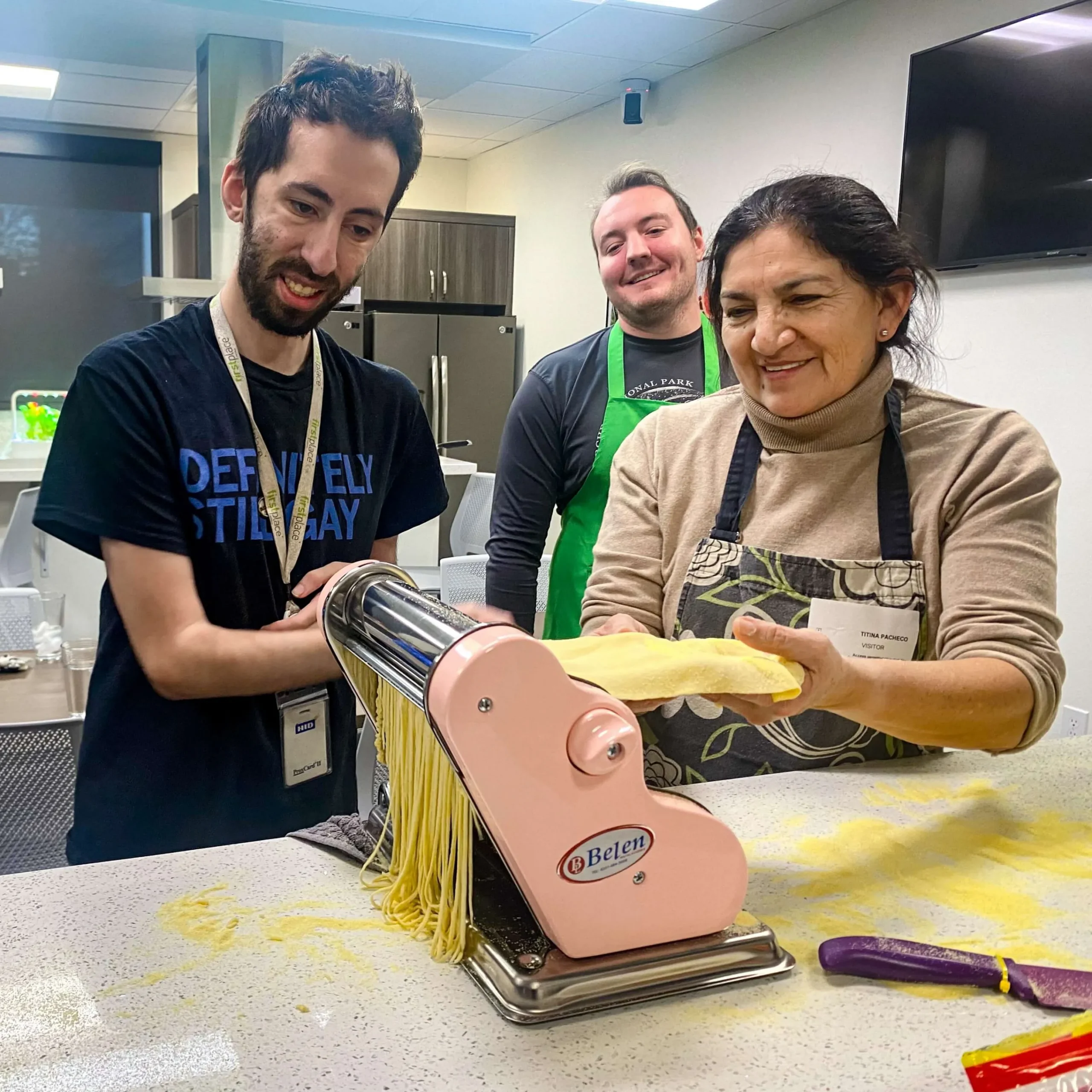Transition Academy students making homemade pasta